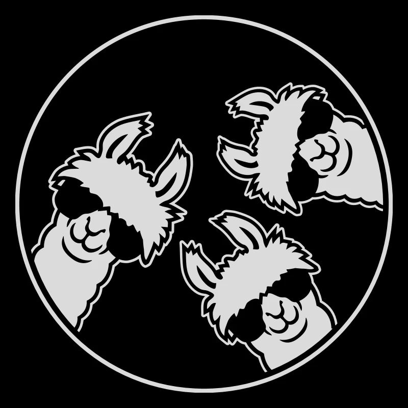 Three Cool Llamas Sunglasses Circle Badge Funny