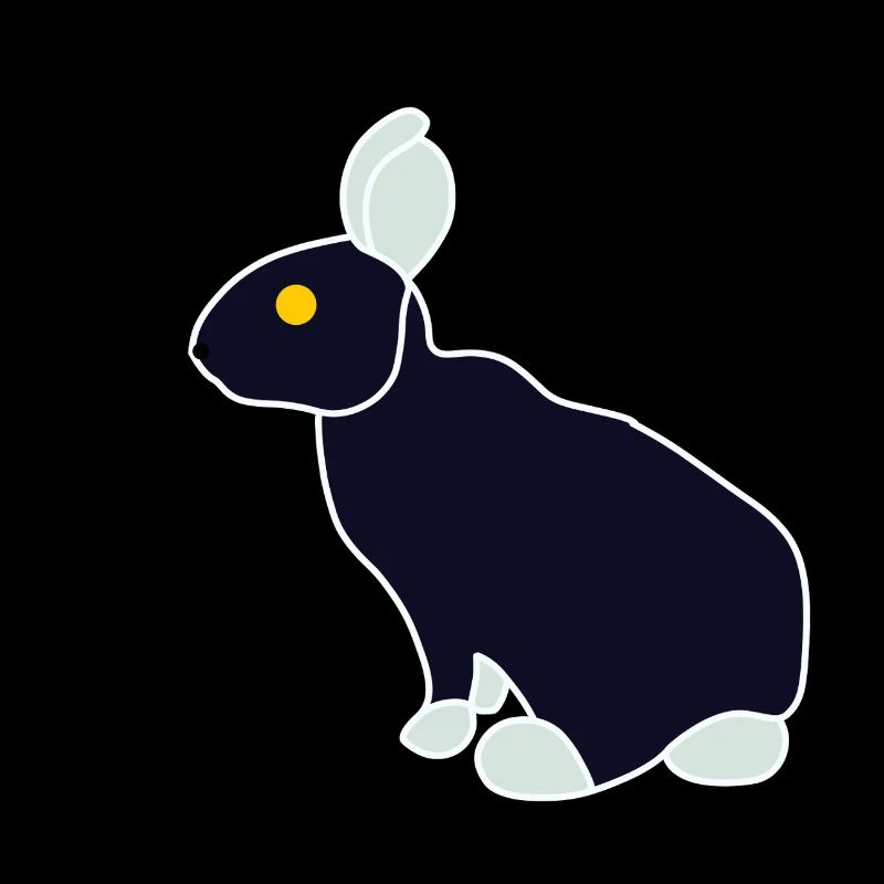 Minimalistischer Blue Black Rabbit