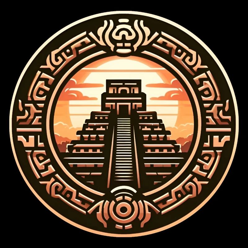 Azteken Maya Pyramide Antike Kultur Gold Design