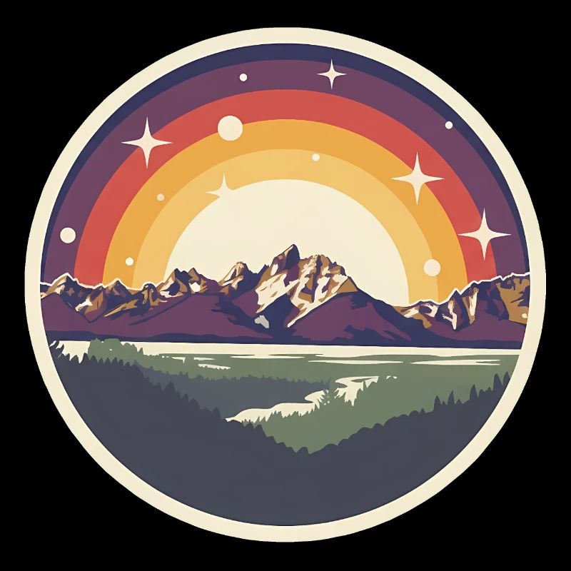 Sunset in mountain landscape
