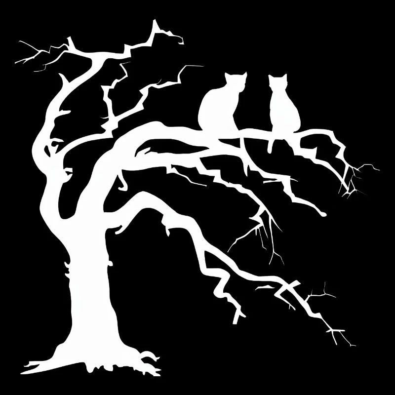 Arbre mort avec 2 silhouettes de chats