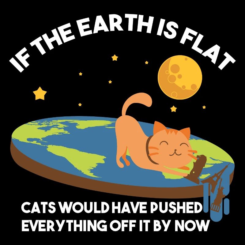 Satire du chat de la Terre plate