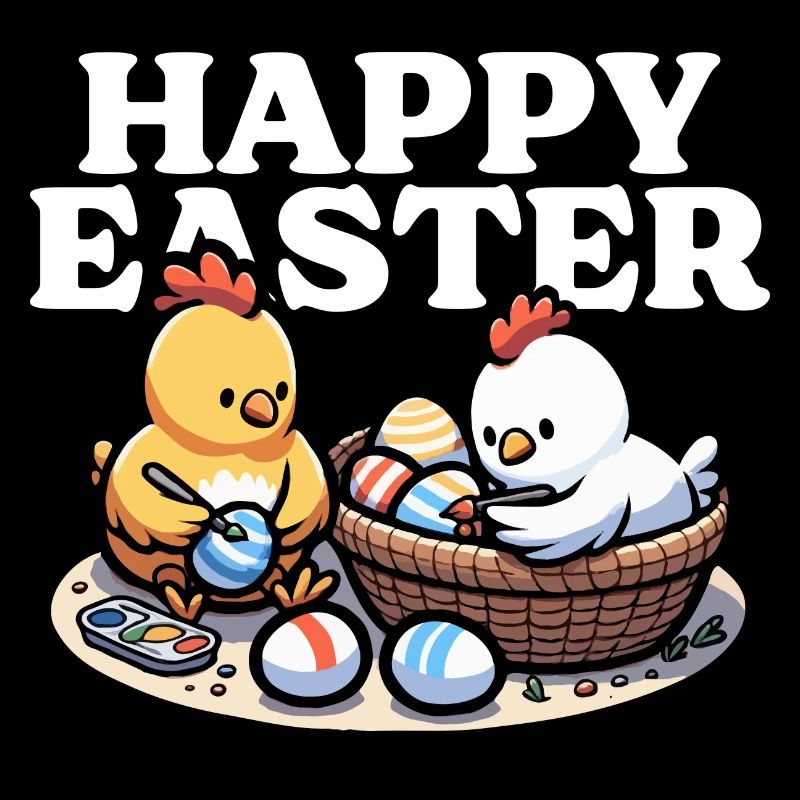 Happy Easter – Cute chicks paint Easter eggs