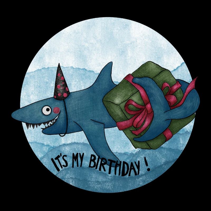 Birthday shark with gift