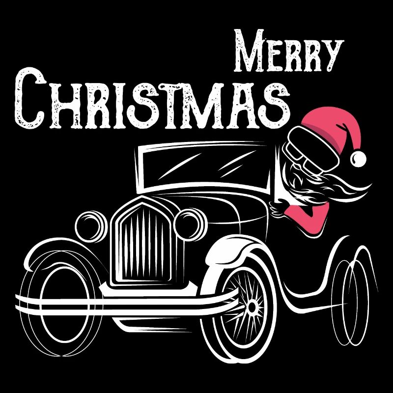 christmas oldtimer Autos lustiger Weihnachtsmann