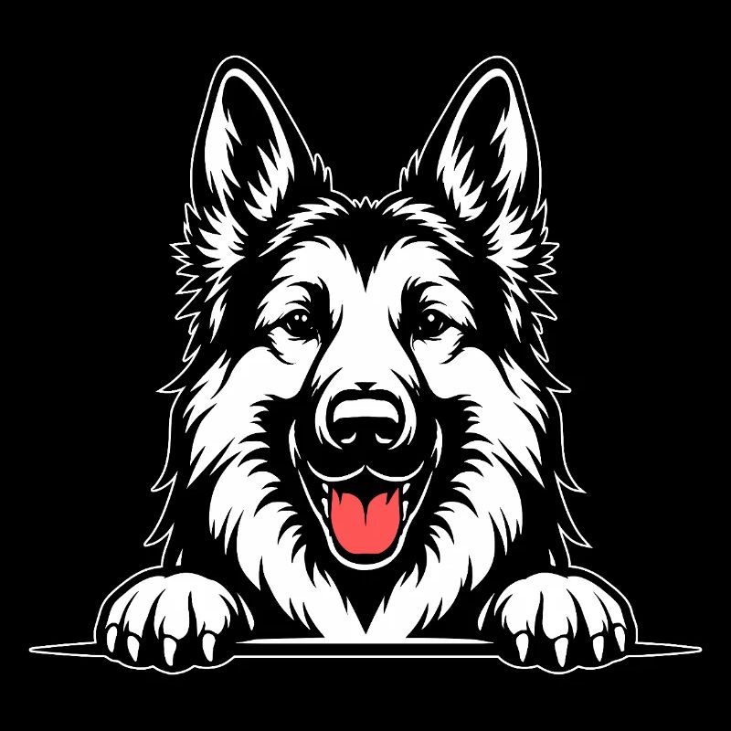 German Shepherd Portrait with Paws