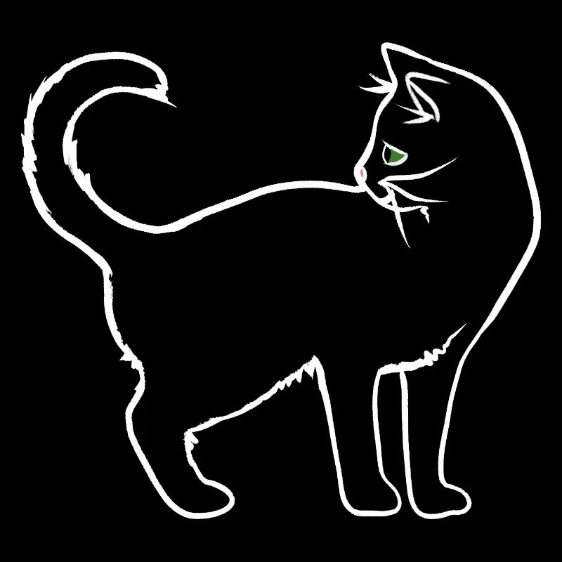 Minimalist White Cat Silhouette
