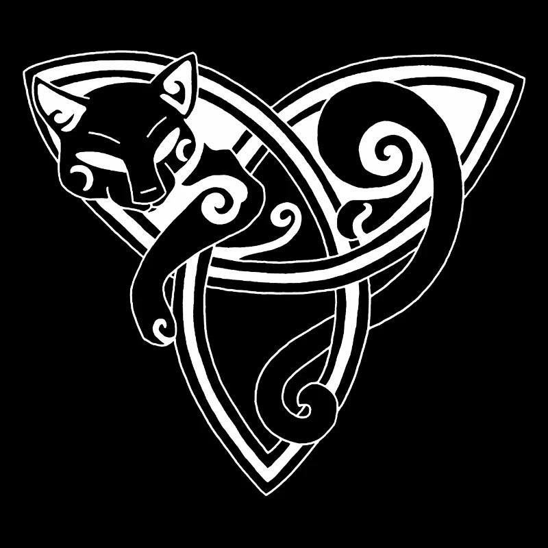 The Celtic Cat Rests (White)