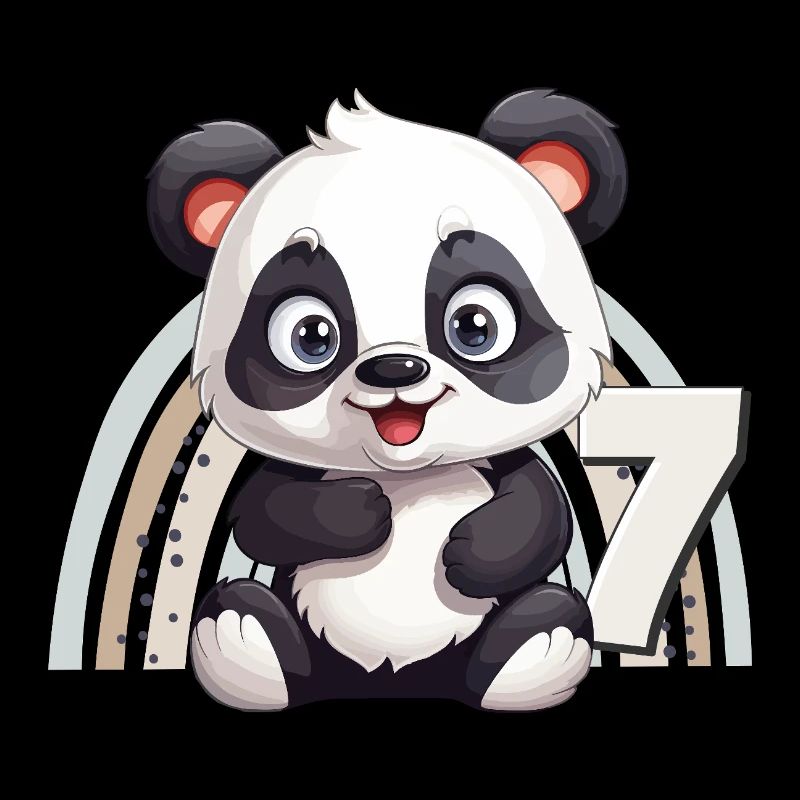 7e anniversaire Panda Bear Arc-en-ciel Doux Mignon