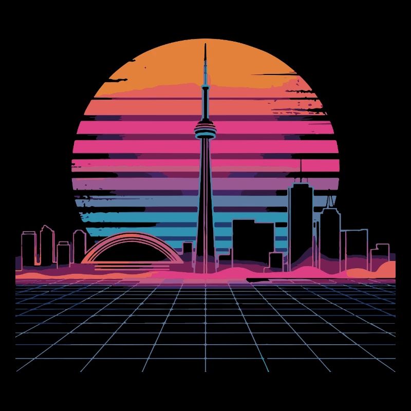 Coucher de soleil rétro Néon Skyline
