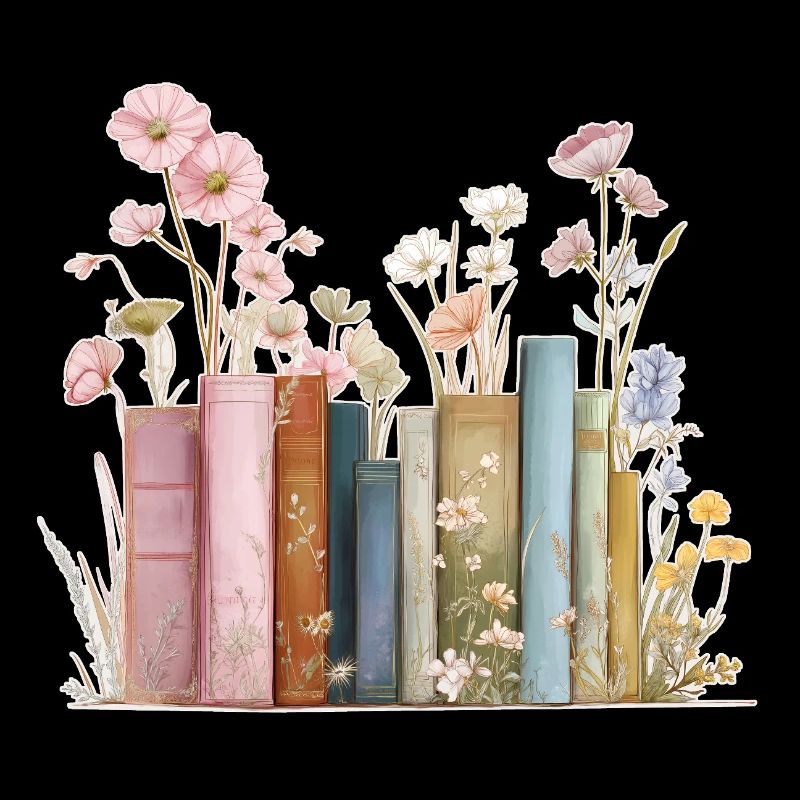 Bücher mit Blüten