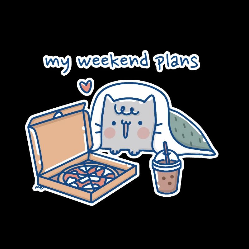 Kawaii Katze mit Pizza Design
