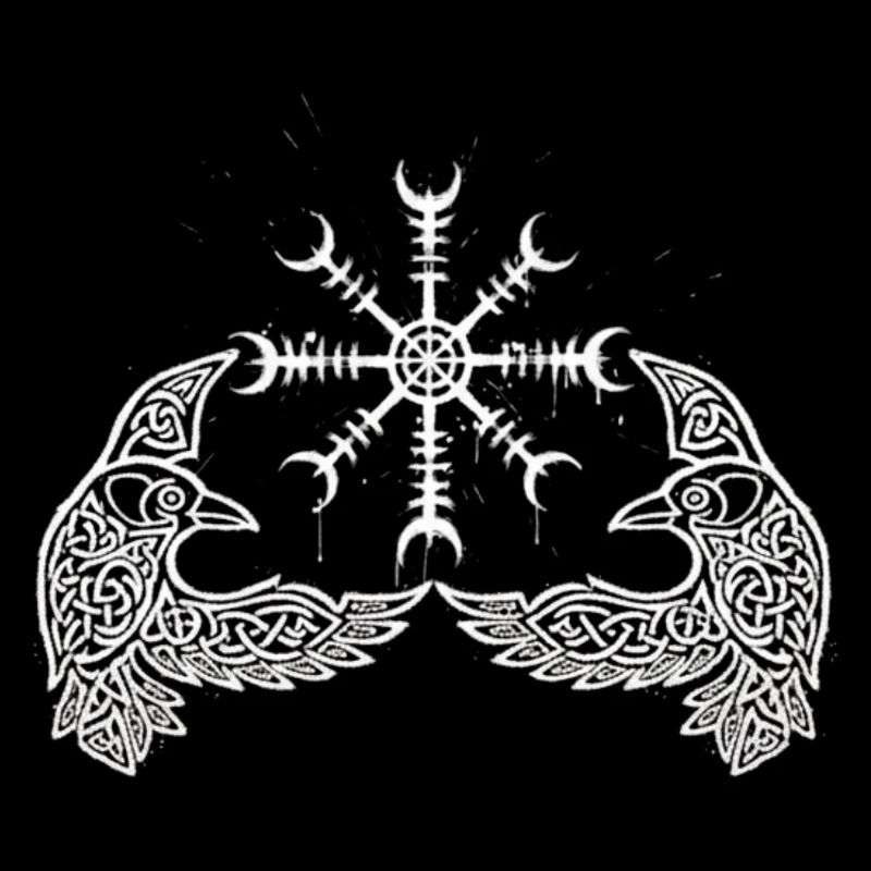 Hugin & Munin - Odins Raben mit Runen Wikinger