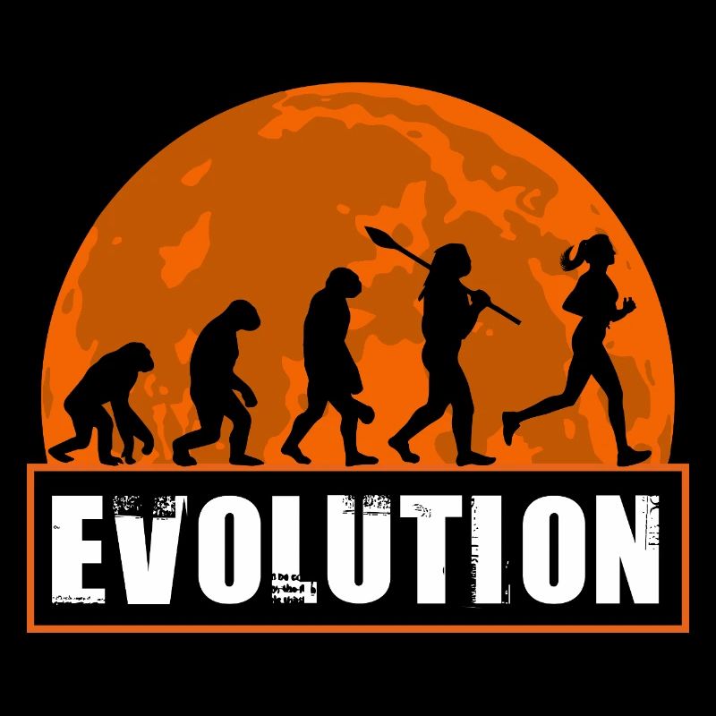 Evolution von Man Running Woman Jogger Kunst