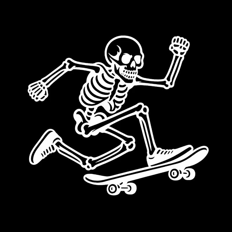 Skull skeleton on skateboard