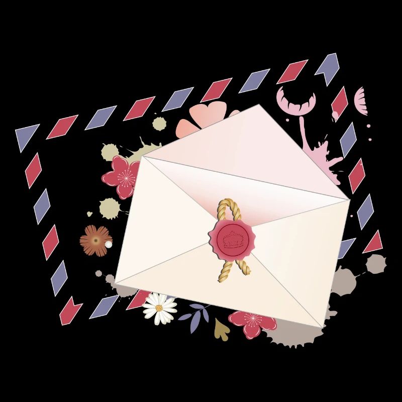 Enveloppe florale avec fleurs et bordure de la poste aérienne