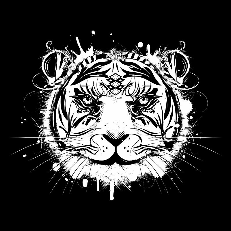 Artful White Tiger – Tribal Artwork
