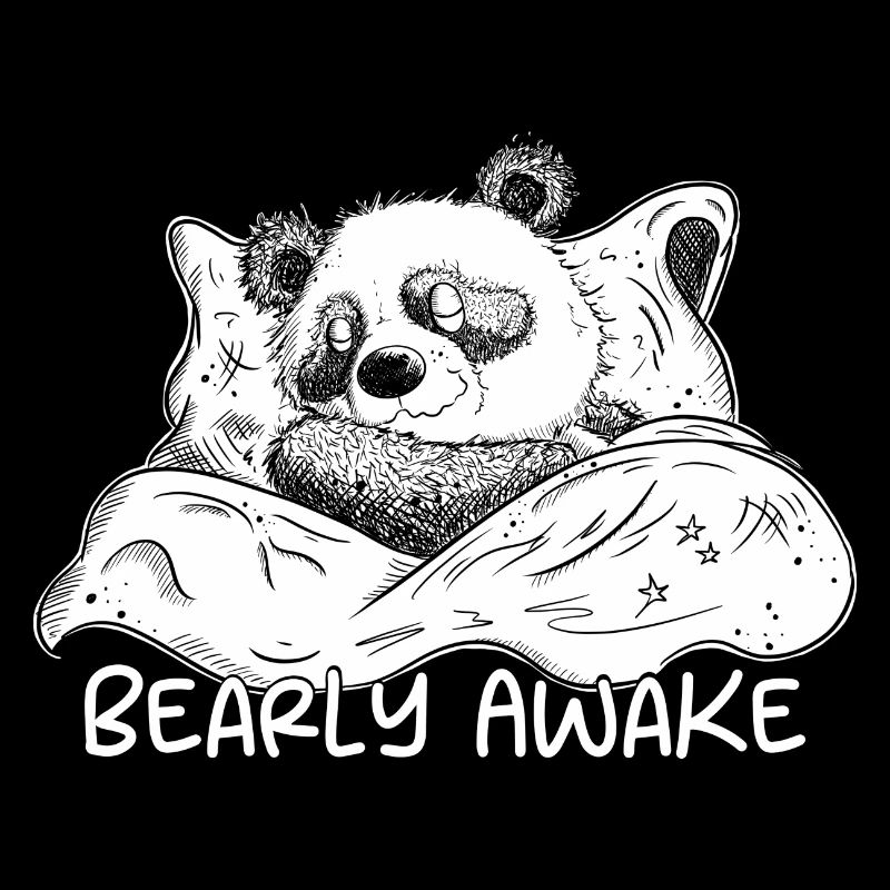 Panda Bär Schläft Mit Spruch Bearly Awake