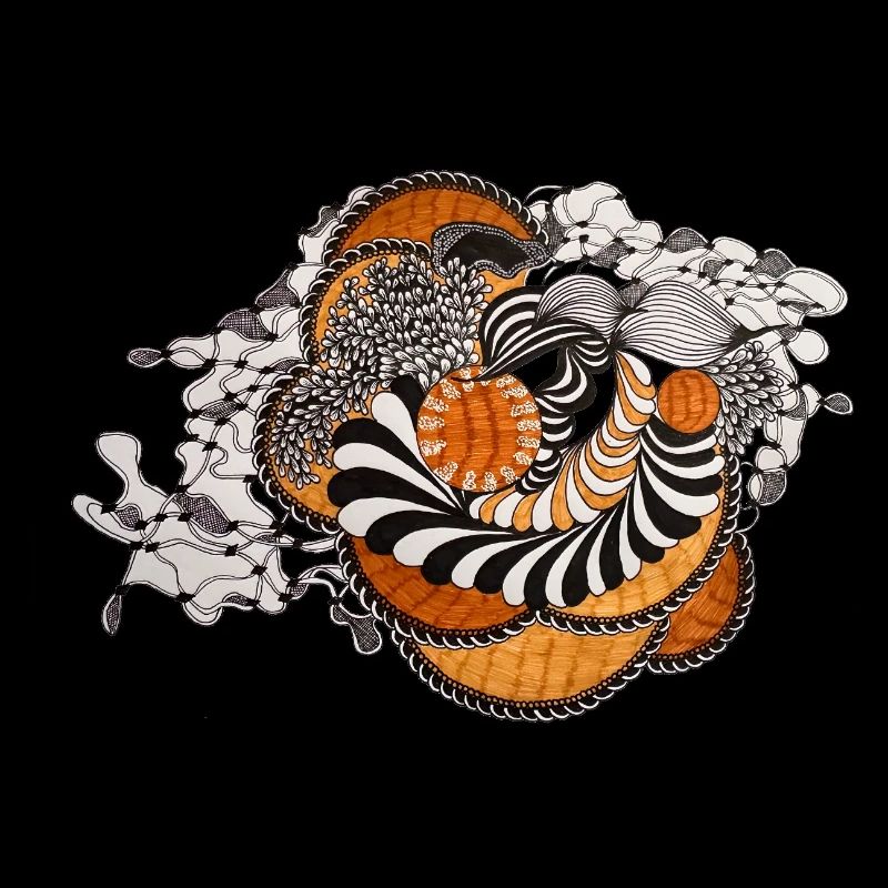 Orange Spiral Black and White Pattern
