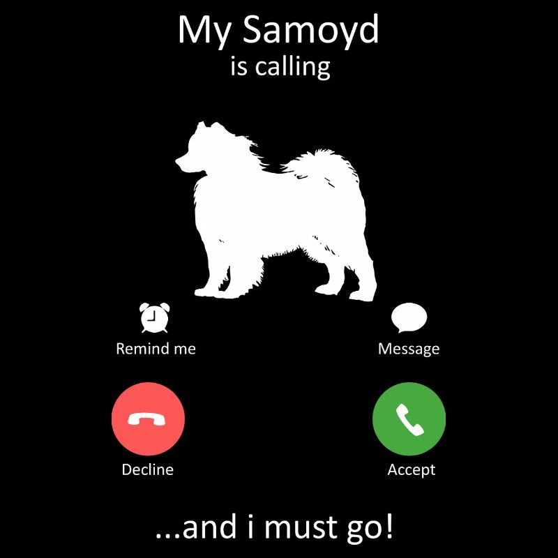 Interface téléphonique Samoyède appelant le chien drôle