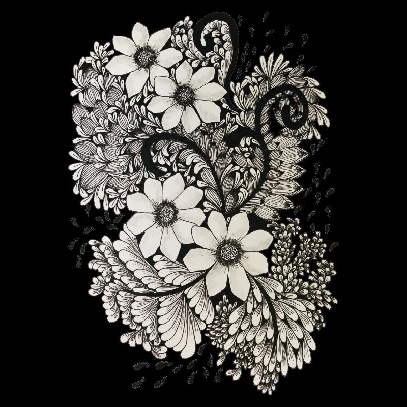 Black and white flower swirls