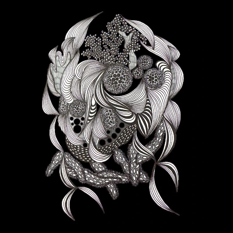 Motif de flore noire et blanche