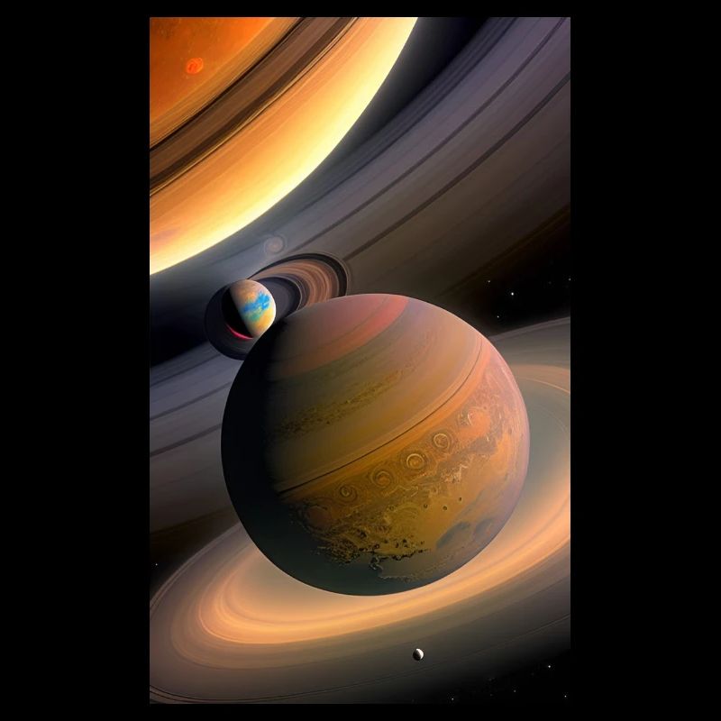 Celestial Ringed Planets Artwork