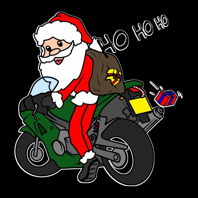 Weihnachts-Weihnachtsmann auf Motorrad mit Geschenken
