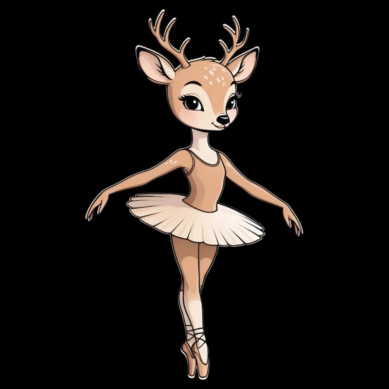 Deer Ballet Dancer Illustration