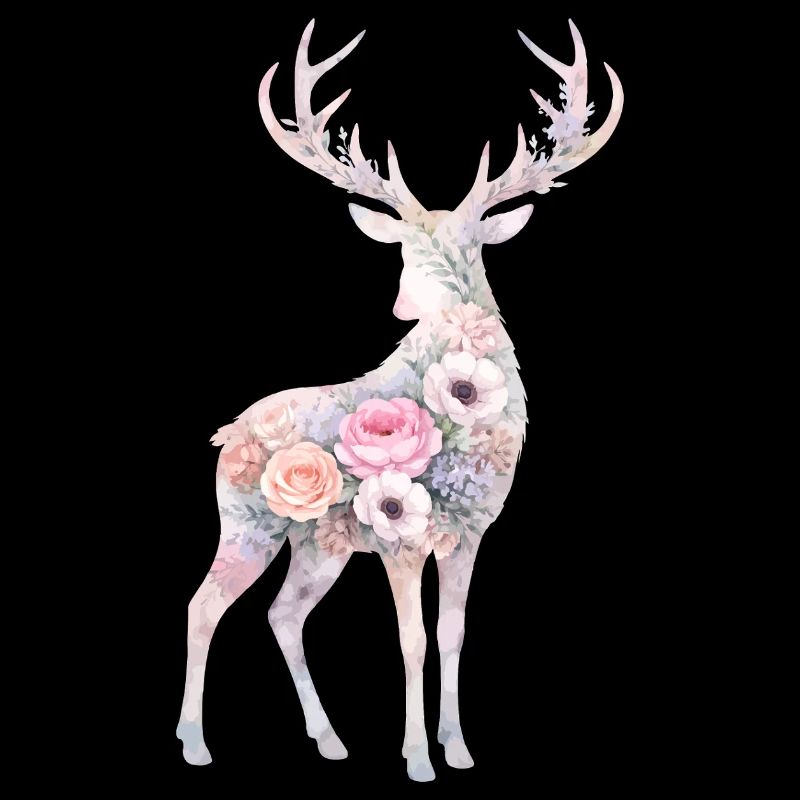 Fleurs en forme d’aquarelle de cerf