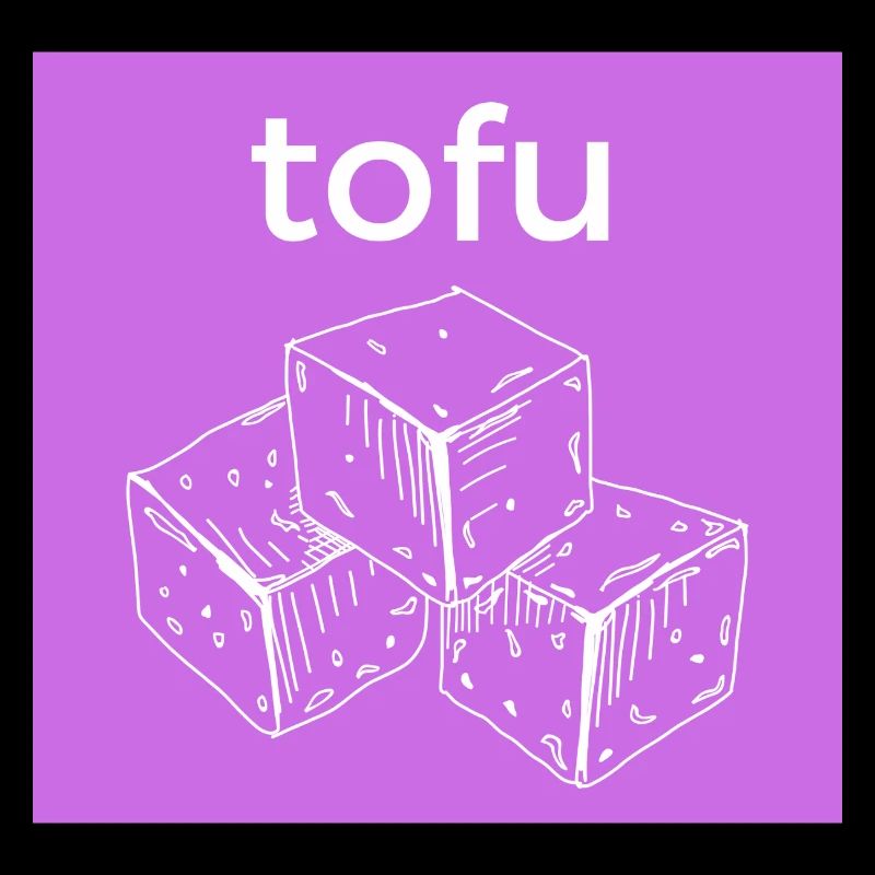 Tofu cube sketch on purple background