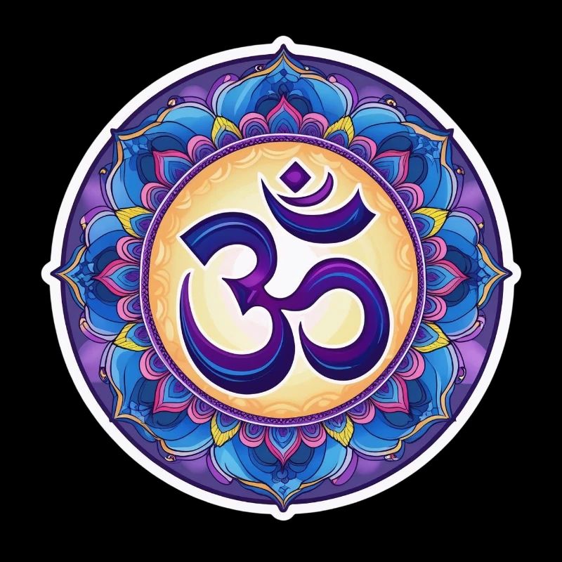 Mandala OM bleu et violet