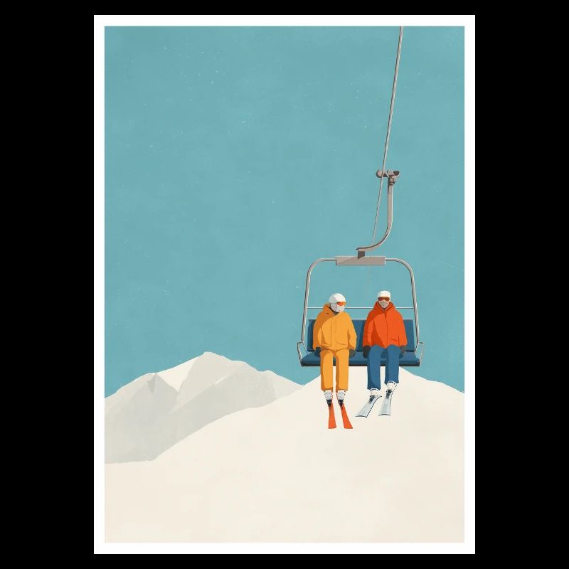 Schneebedecktes Skilift-Duo