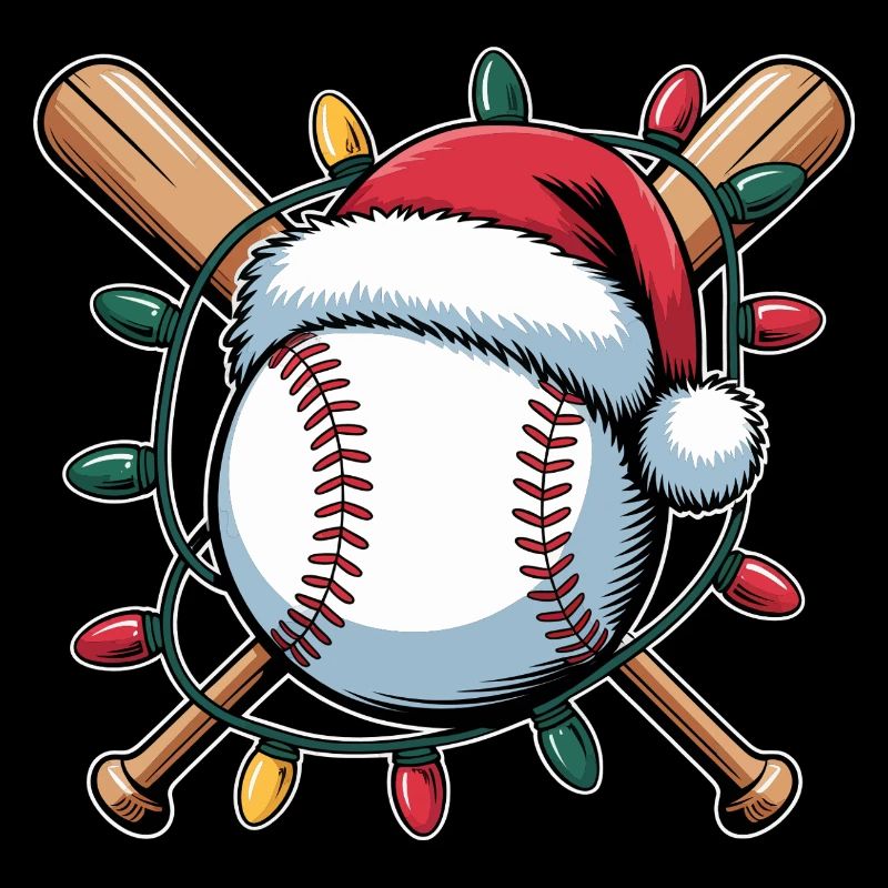 Santa Baseball Xmas Lights