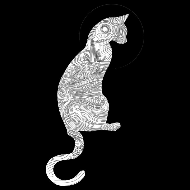 Abstract cat with spiral pattern