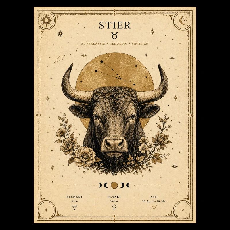Stier Sternzeichen Vintage