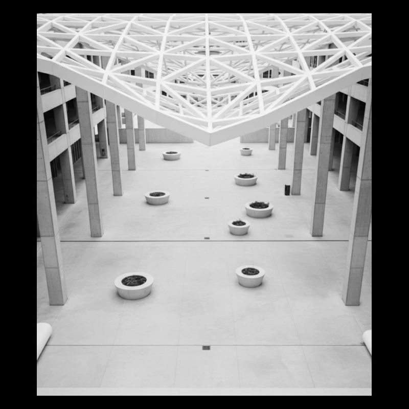 Geometisches Atrium Schwarz-Weiß