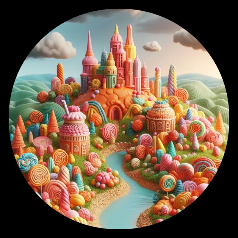 Candy world landscape colorful animation