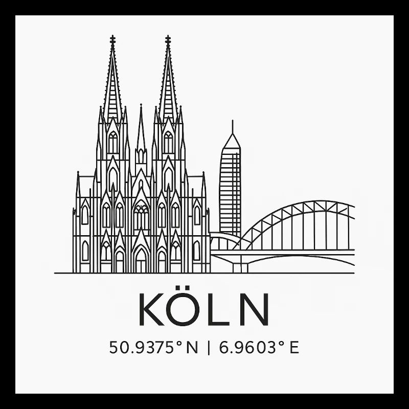 Köln Linienkunst Silhouette Wahrzeichen