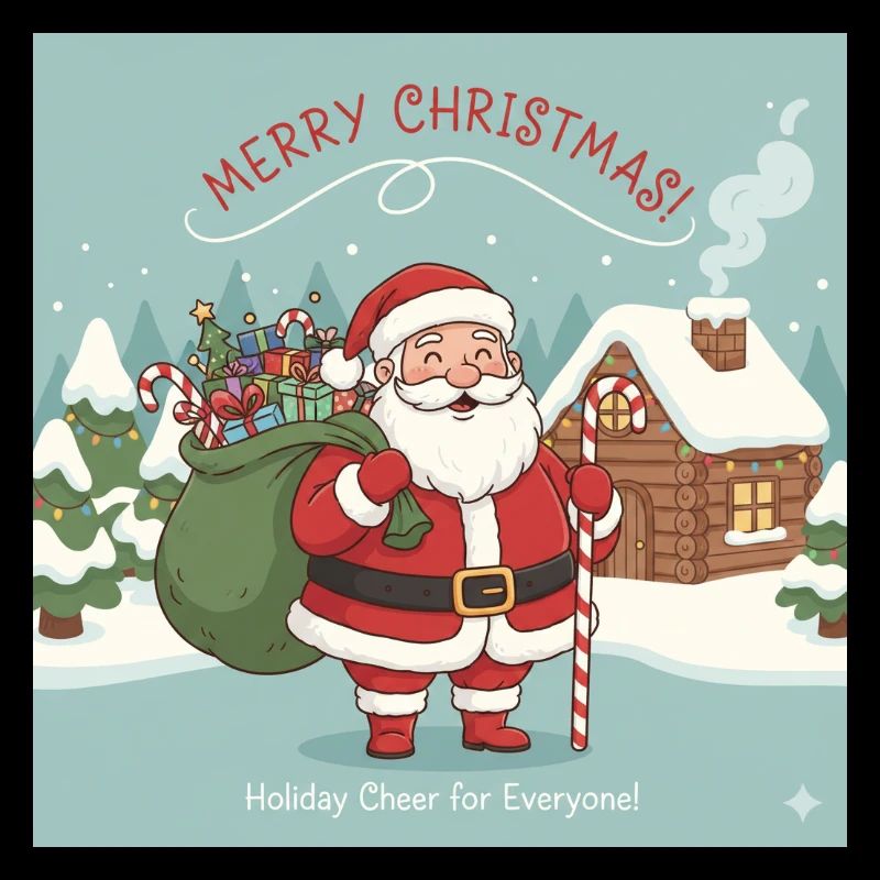 Christmas Santa with sack and candy cane