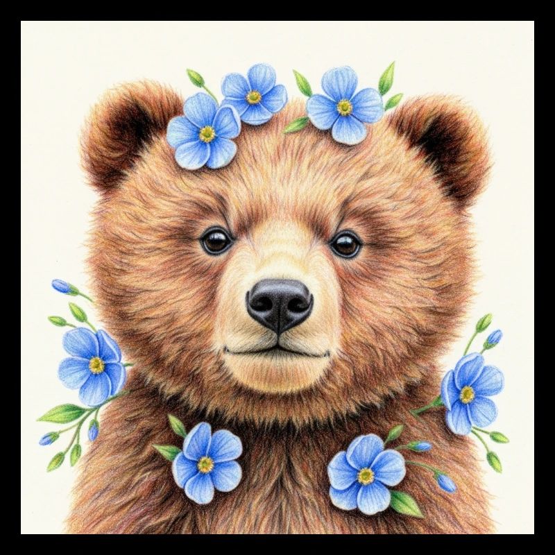 Blue Flower Bear Templates
