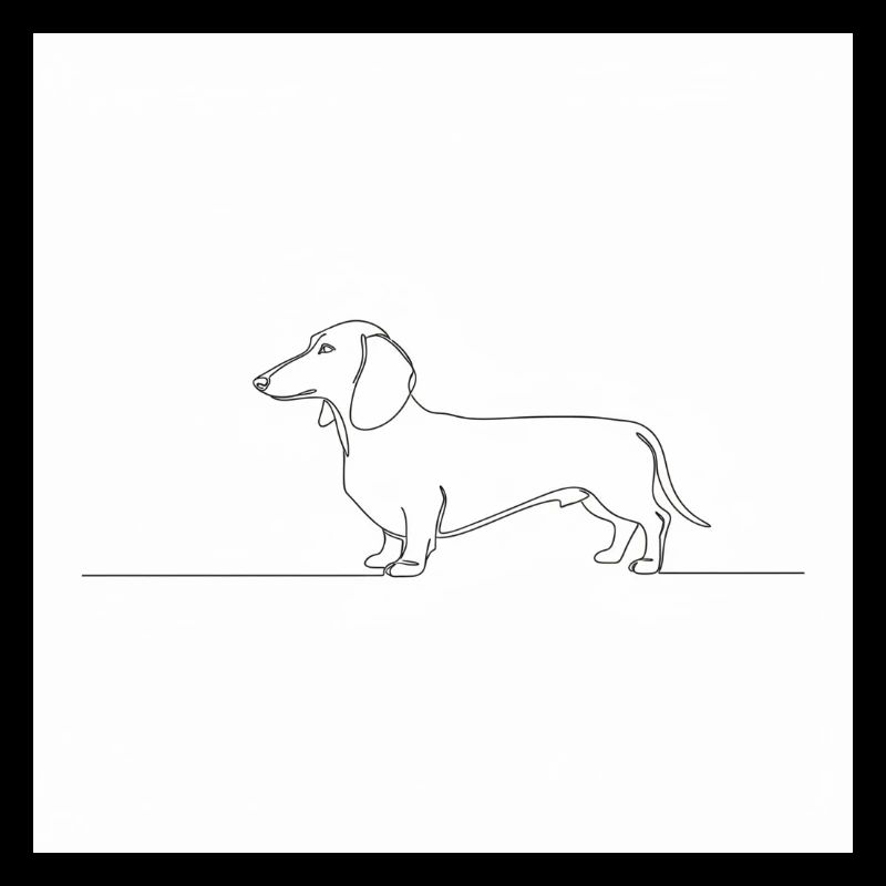 Illustration d’un teckel en une ligne