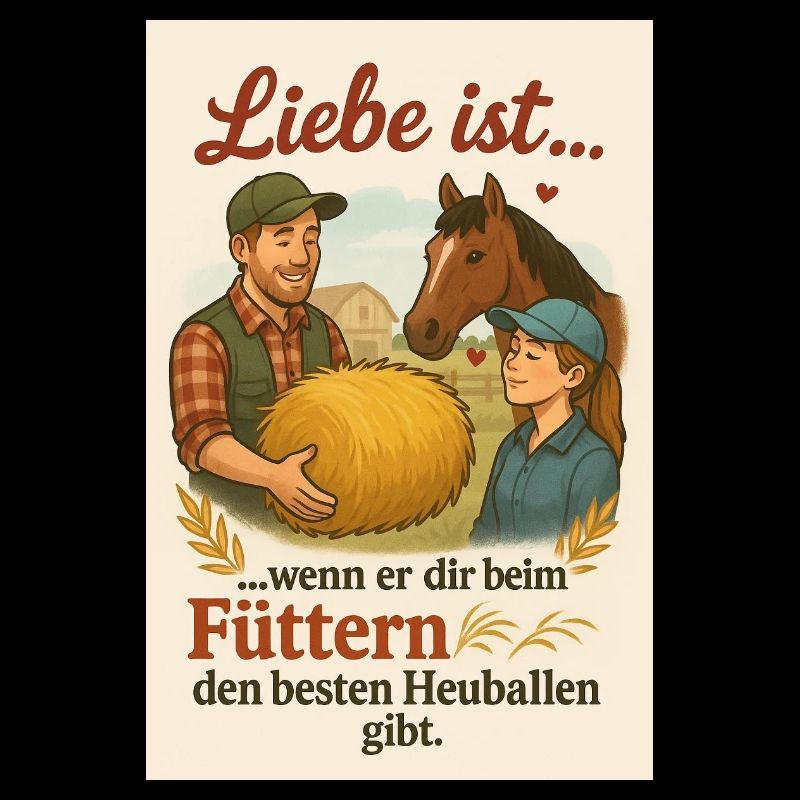 Liebe ist beim Füttern des Heuballen