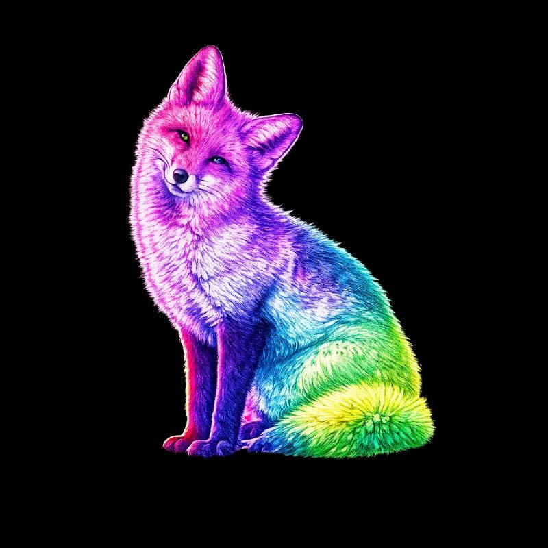 Rainbow Fox Color Art