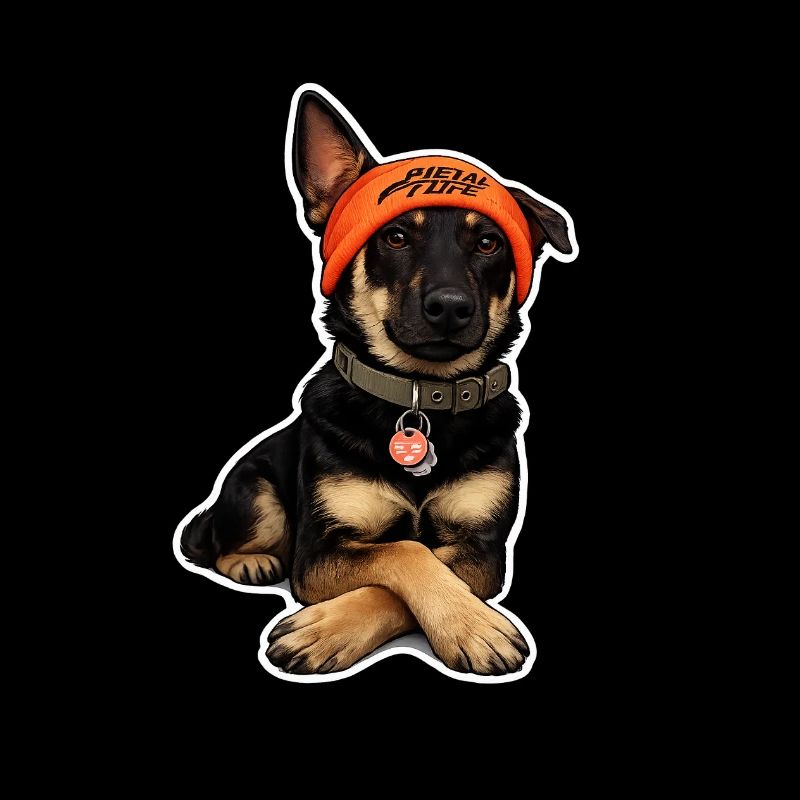 Chien avec un bandeau orange – Compagnon fidèle