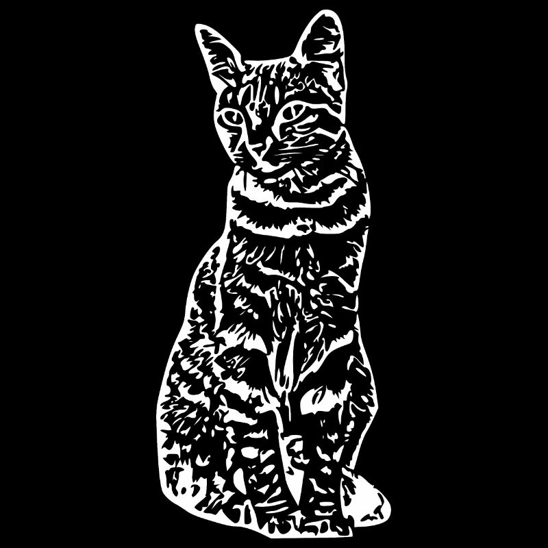 Chat White Silhouette Cadeau Cat Lover