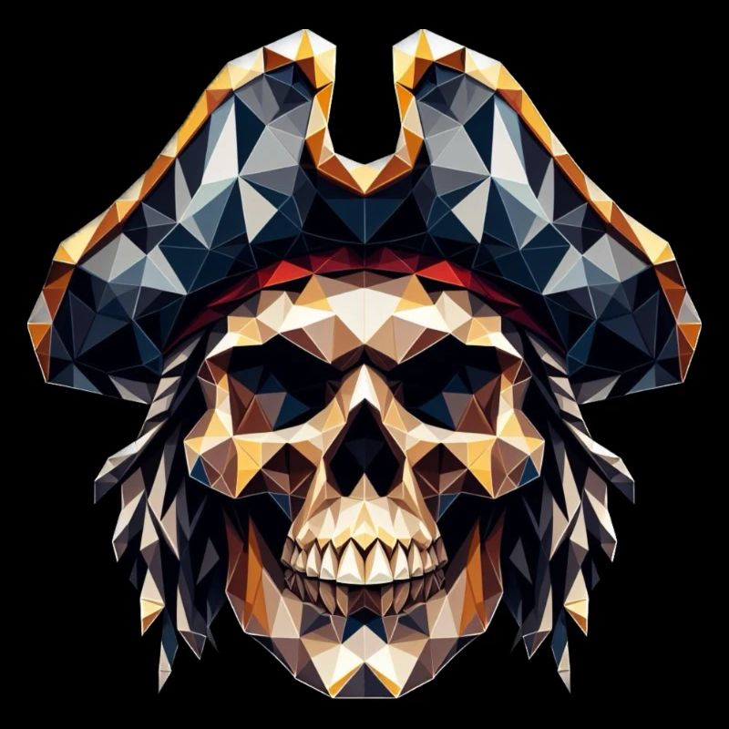 A cool, colorful skull with a pirate hat