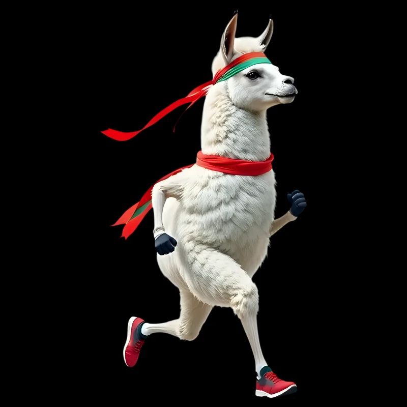 Llama with headband jogging