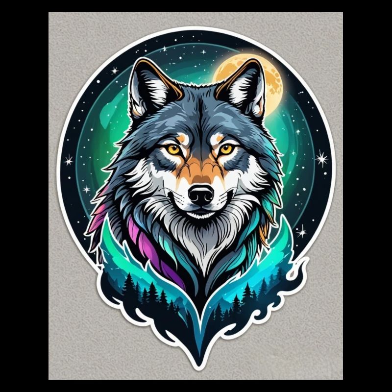 Aurora-Wolf im Mondlicht