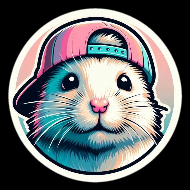 Hamster mit Kappe in Pastell